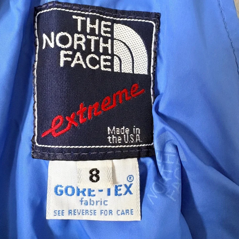North Face Extreme Gore-Tex Ski Suit Jacket Bibs Blue Vintage Kids Youth 8 USA